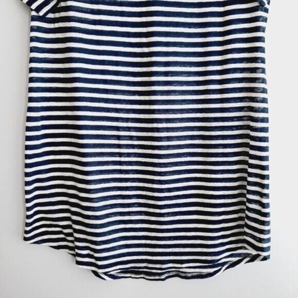 JOE FRESH | 100% Linen Stripped Tee Dress Mini Semisheer Sz L - Picture 4 of 9